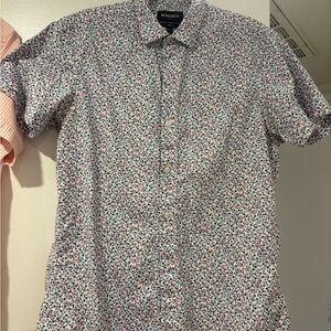 Bonobos Men's Short Sleeve Shirts in LG Tall Slim- pink & white stripe + floral